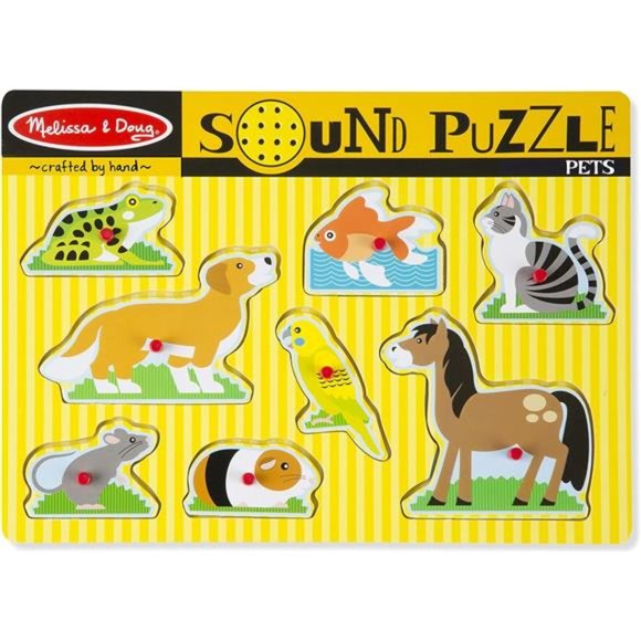 Pets Sound Puzzle - Wooden  With Sound Effects (8 pcs) - For Toddlers - Picture 1 of 6